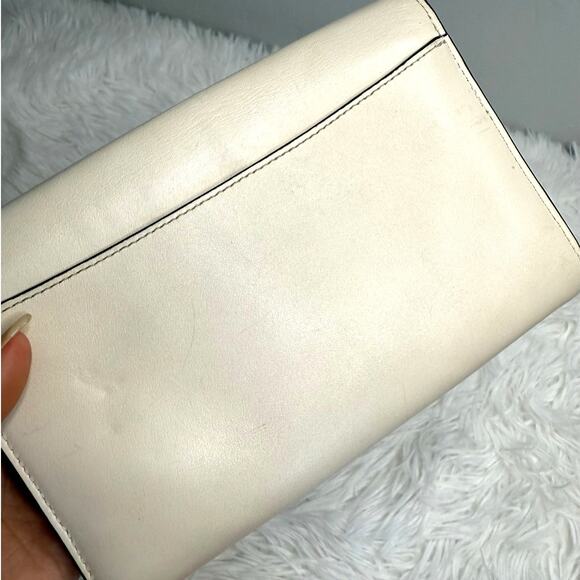COACH Envelope Ivory Goldtone Leather Preloved Clutch - Picture 10 of 12